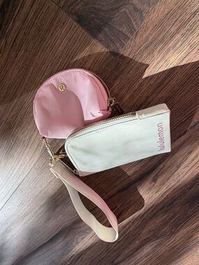 lululemon athletica Pink and Cream Wristlet Duo with Gold Hardware